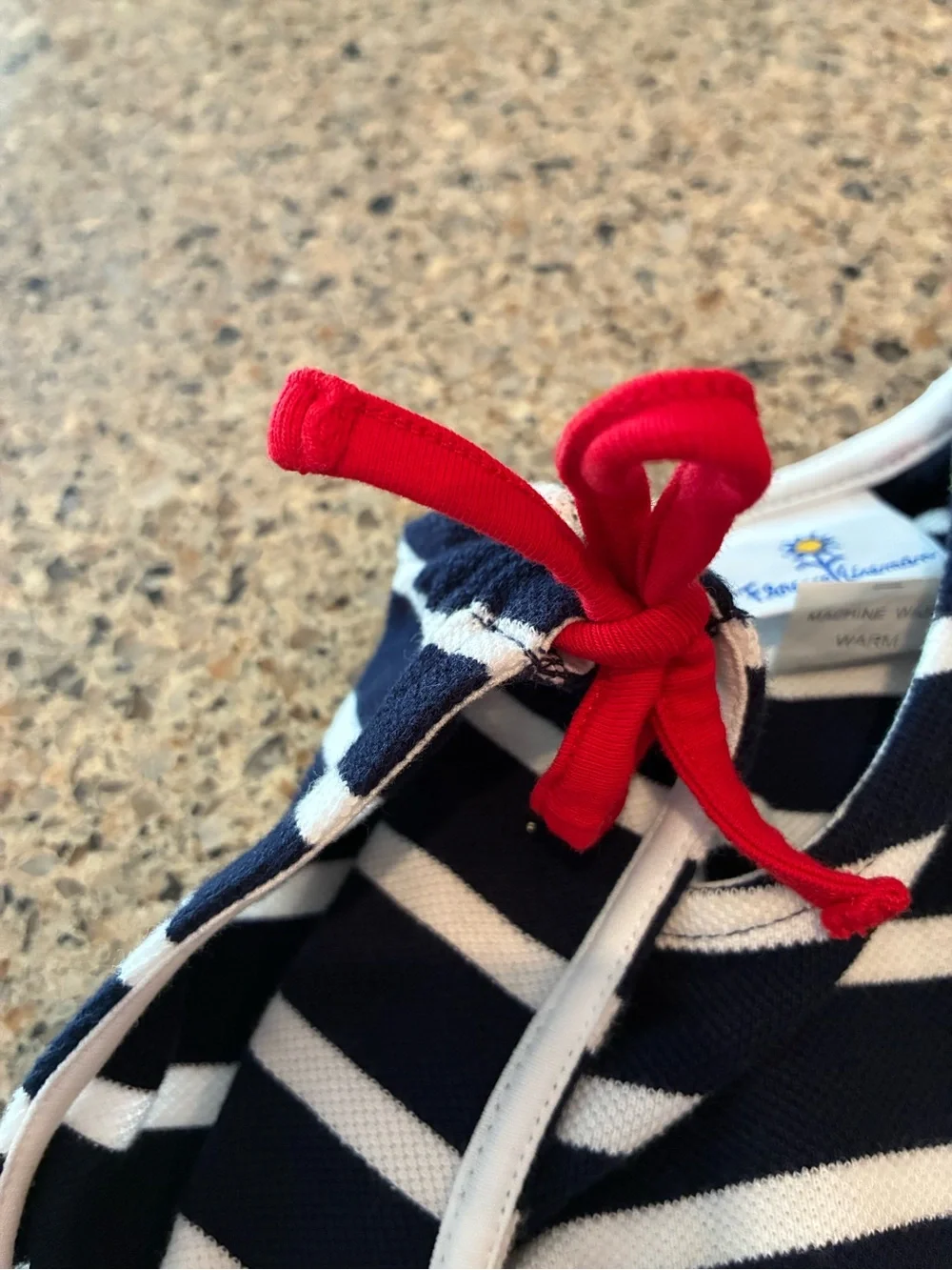 3T Florence Eiseman Navy and White Striped Tank Dress with Red Tulips